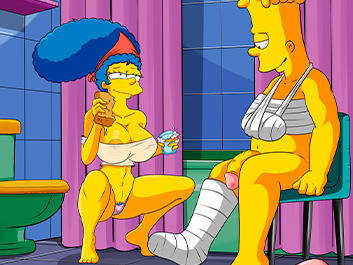 Caring for the injured boy - The Simptoons